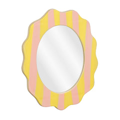 Wavy Pink & Yellow Striped Wall Mirror (29.5 cm)