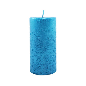 Cyan Metal Pillar Candle (12cm)