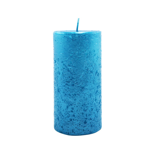 Cyan Metal Pillar Candle (12cm)