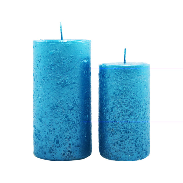 Cyan Metal Pillar Candle (12cm)