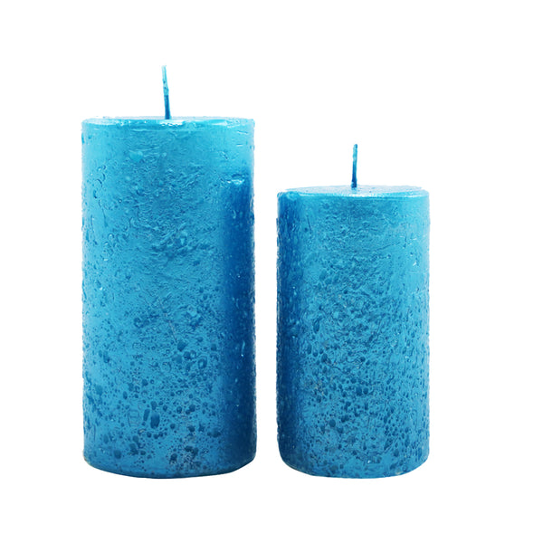 Cyan Metallic Pillar Candle (10cm)