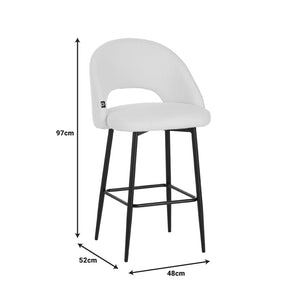 White Masebo Bouclé Bar Stool (97 cm)