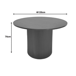 Karulo Black Round MDF Dining Table (120 cm)