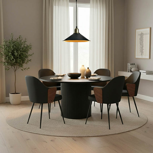 Karulo Black Round MDF Dining Table (120 cm)