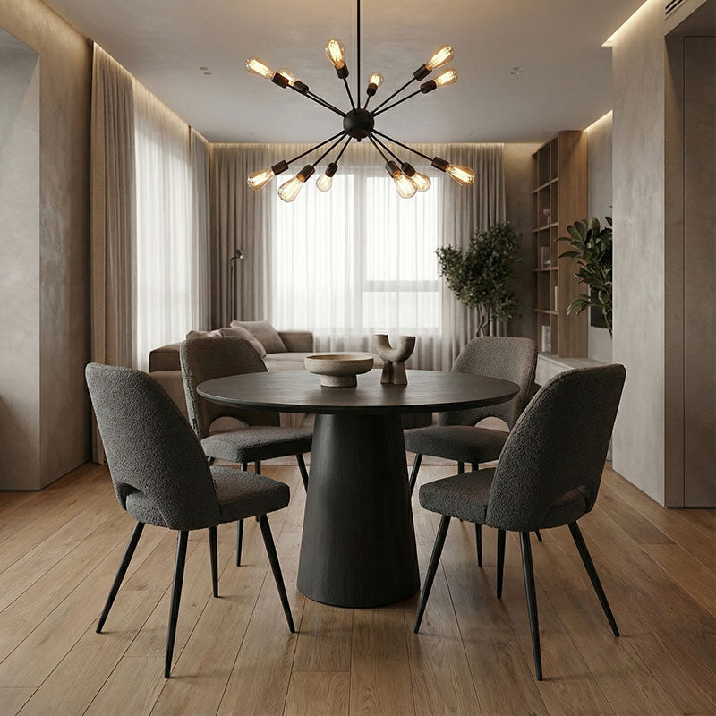 Donda Black Round MDF Dining Table (100 cm)