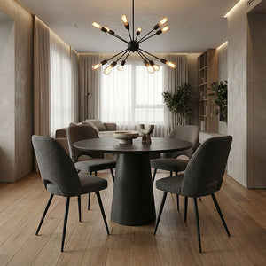 Donda Black Round MDF Dining Table (100 cm)