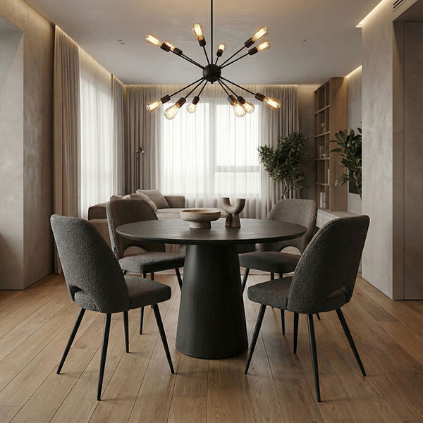 Donda Black Round MDF Dining Table (100 cm)