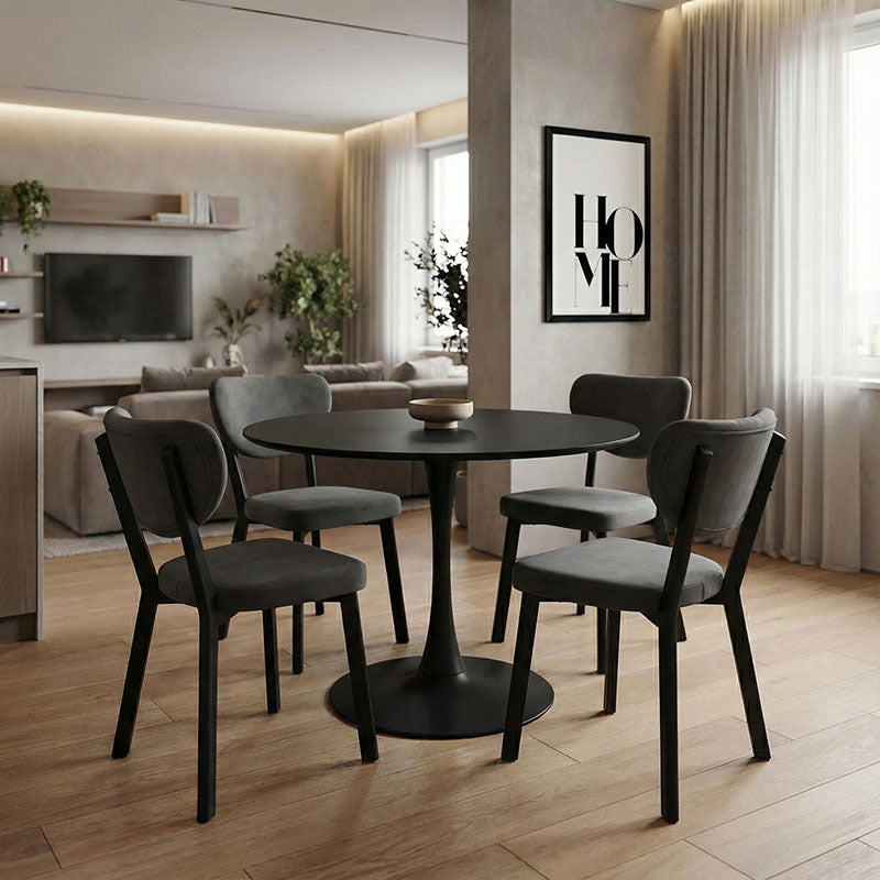 Balou Black Wood-Effect MDF Table (80 cm)