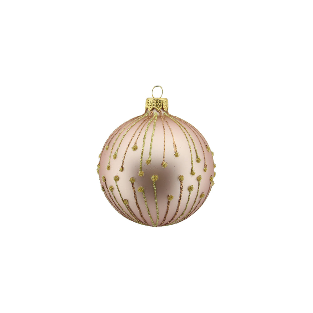 Glass Bauble with Glitter Lines (8cm)