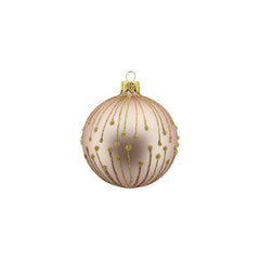 Glass Bauble with Glitter Lines (8cm)