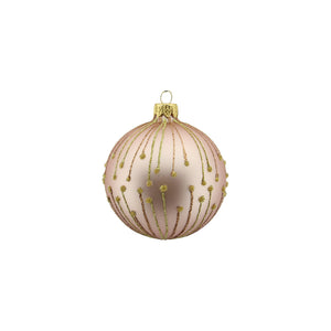 Glass Bauble with Glitter Lines (8cm)