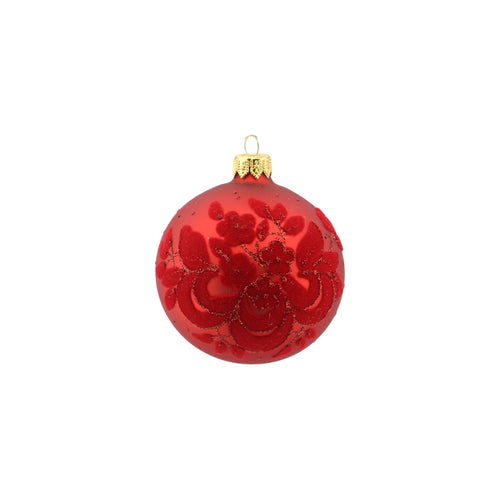 Flocked Glass Bauble (8cm)
