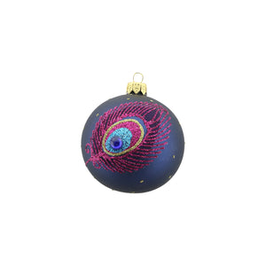 Peacock Design Glass Bauble (8cm)