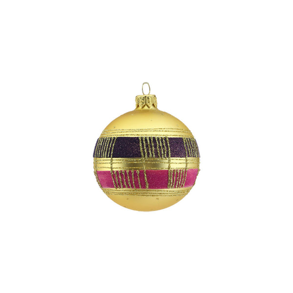 Striped Deco Glass Bauble (8cm)