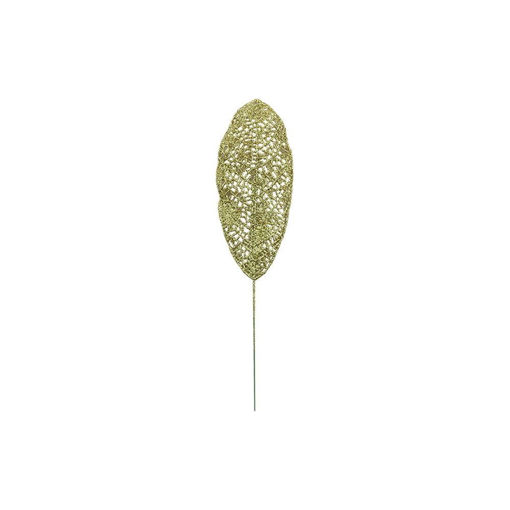 Dark Gold Glitter Deco Leaves