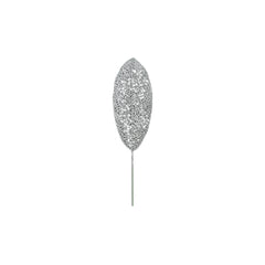 Silver Glitter Deco Leaves (14cm)