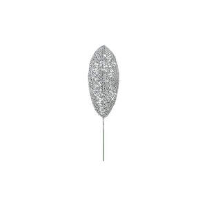 Silver Glitter Deco Leaves (14cm)