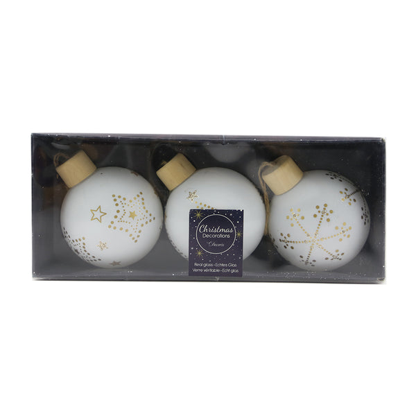 Glass Bauble with Gold (8cm)