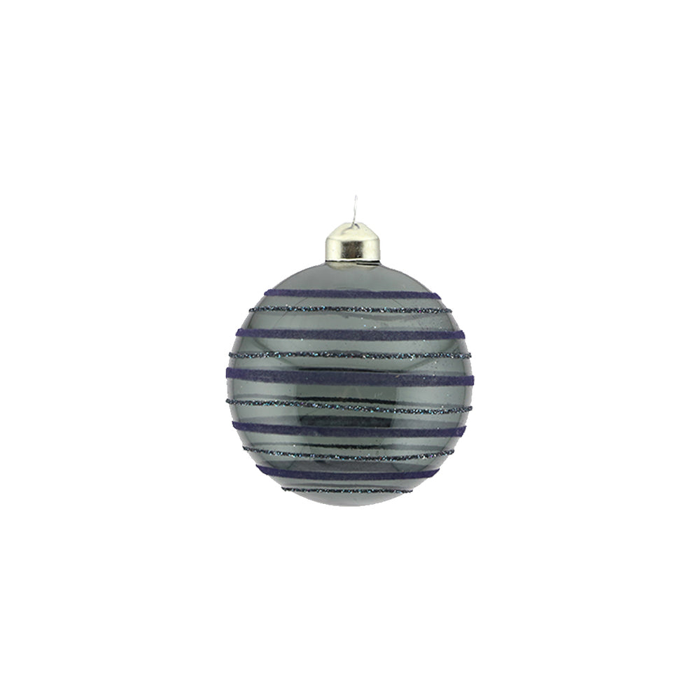 Glass Bauble with Lines (8cm)