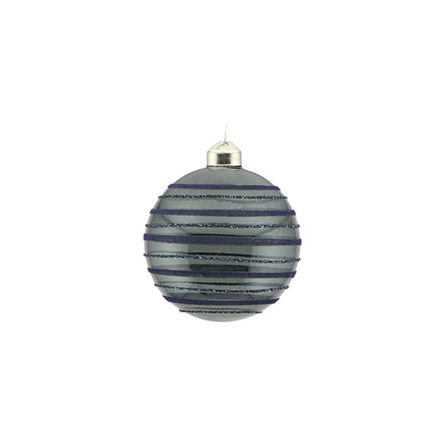 Glass Bauble with Lines (8cm)