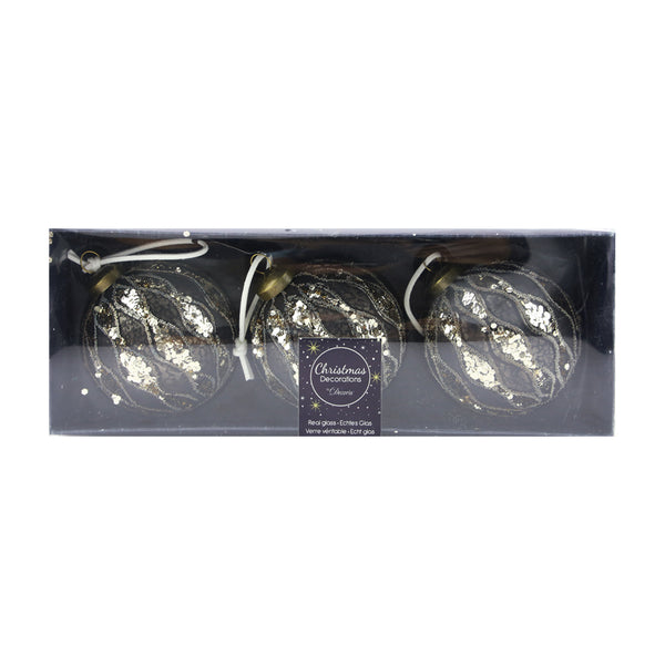 Antique Glitter Bauble (8cm)