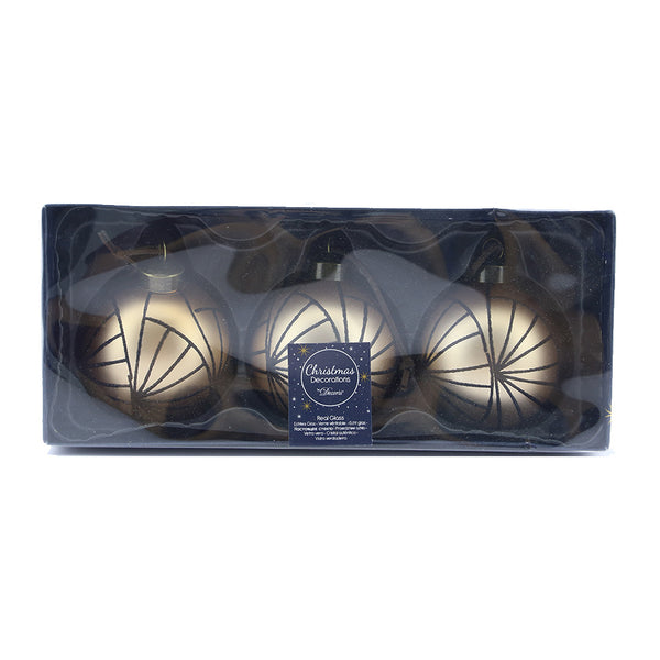 Graphic Glitter Glass Bauble (8cm)
