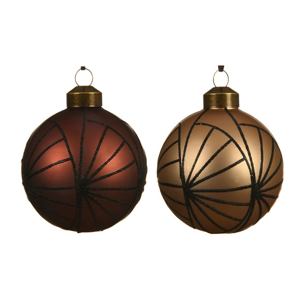 Graphic Glitter Glass Bauble (8cm)