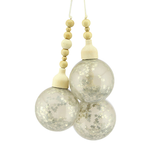 Linen Glitter Glass Bauble (5cm)