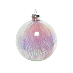 Glass Bauble with Feather (10cm)