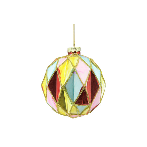 Diamond Cut Glass Bauble - Multicolor (10cm)