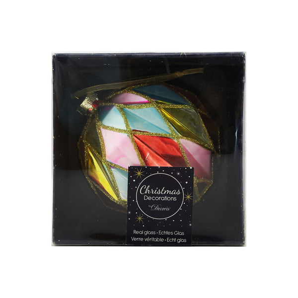 Diamond Cut Glass Bauble - Multicolor (10cm)