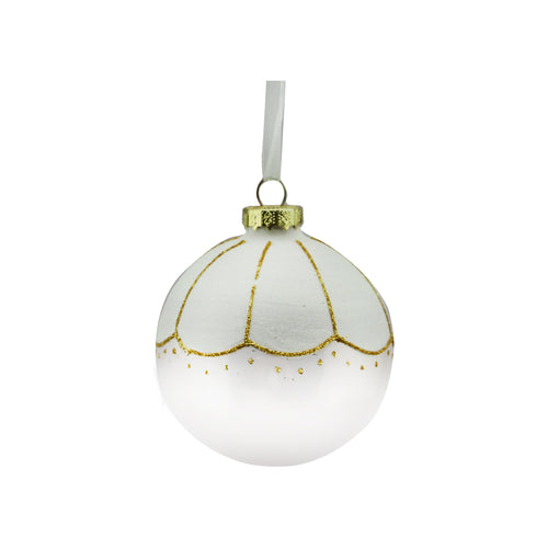 Glass Bauble with White Top (8cm)