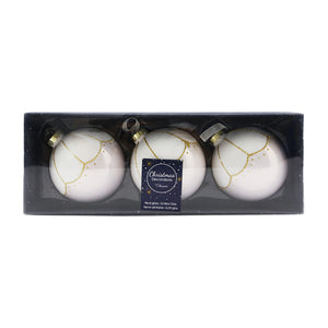 Glass Bauble with White Top (8cm)