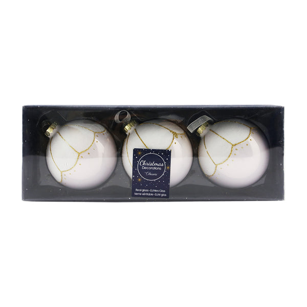 Glass Bauble with White Top (8cm)