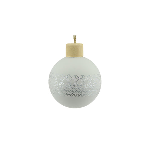 Glass bauble w wood cap d8cm