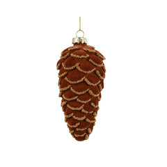 Pinecone glass flock finish with bead chains