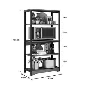 Obra Floor Shelf Unit Walnut Black (126 cm)