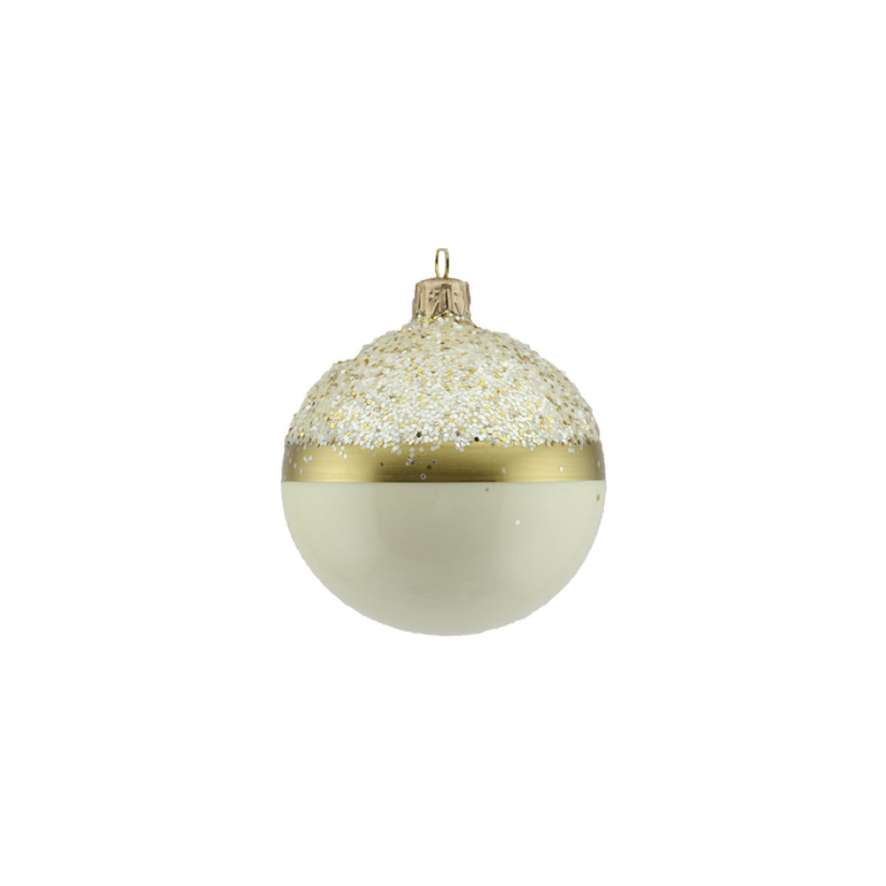 Glass Bauble with Glitter Top (8cm)