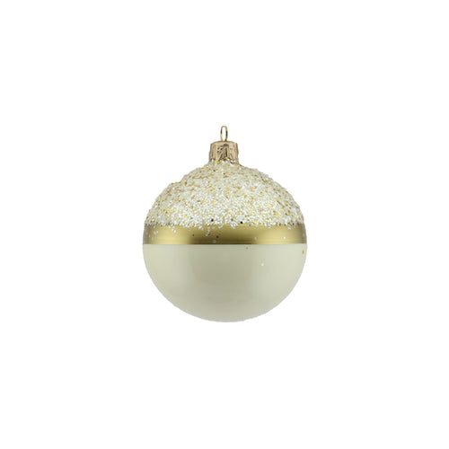 Glass Bauble with Glitter Top (8cm)