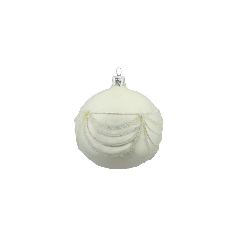 Glitter Bow Glass Bauble (8cm)