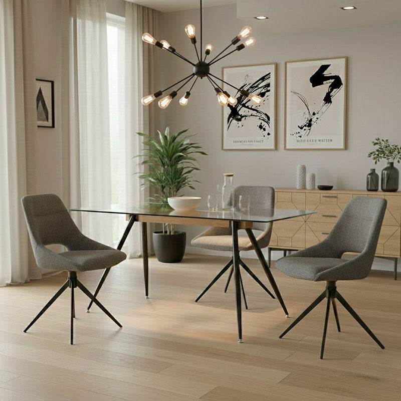 Astrid Glass Dining Table Black Legs (140 cm)