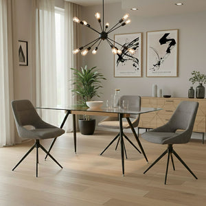 Astrid Glass Dining Table Black Legs (140 cm)
