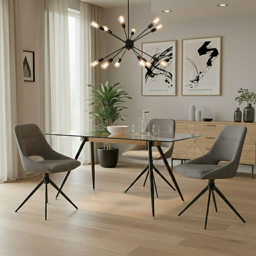 Astrid Glass Dining Table Black Legs (140 cm)