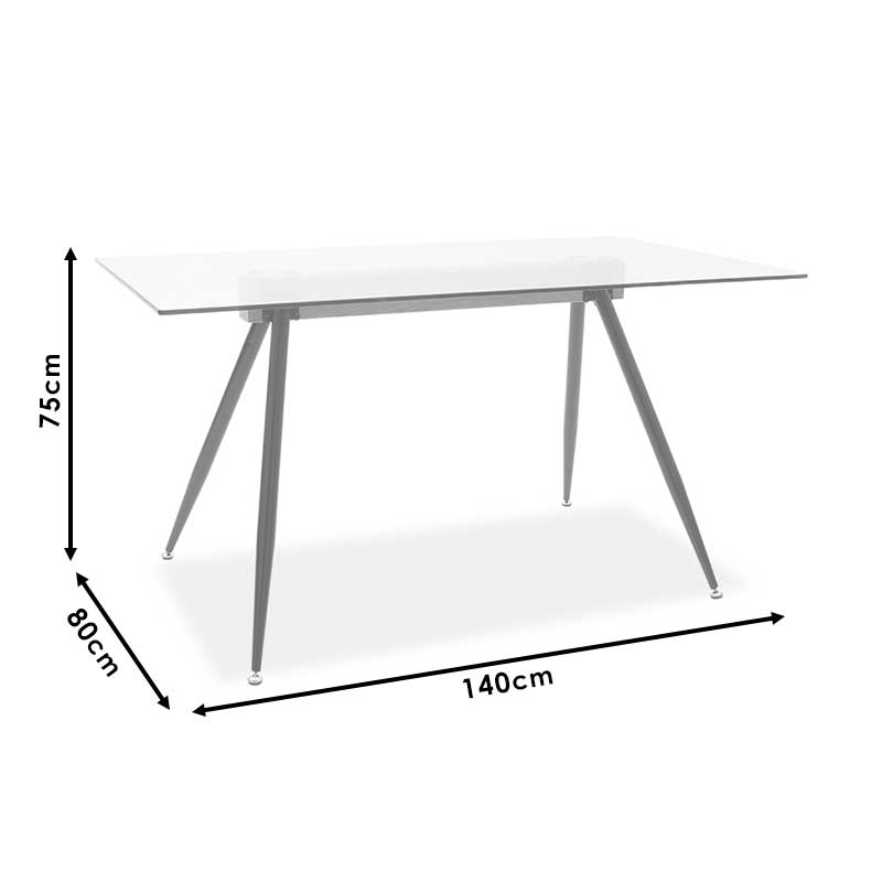 Astrid Glass Dining Table Black Legs (140 cm)
