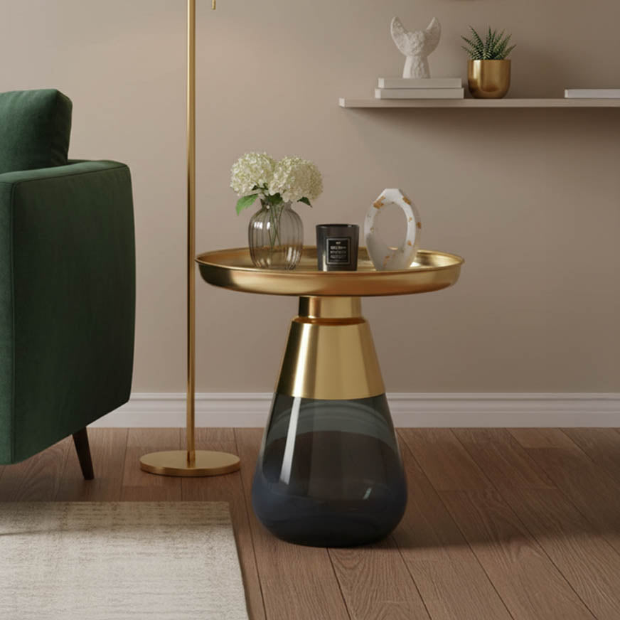 Kunlo Gold Chrome And Black Glass Coffee Table (53.5 cm)