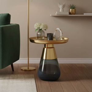 Kunlo Gold Chrome And Black Glass Coffee Table (53.5 cm)
