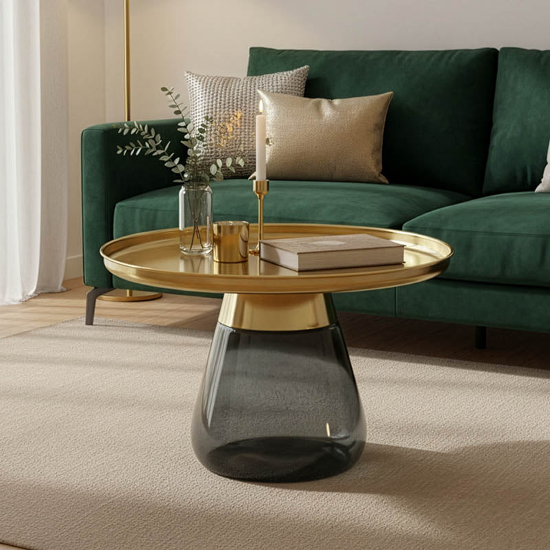 Kunlo Gold Chrome And Black Glass Coffee Table (60 cm)