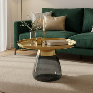 Kunlo Gold Chrome And Black Glass Coffee Table (60 cm)
