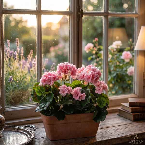 Artificial Pink Geranium Tray (40 cm)