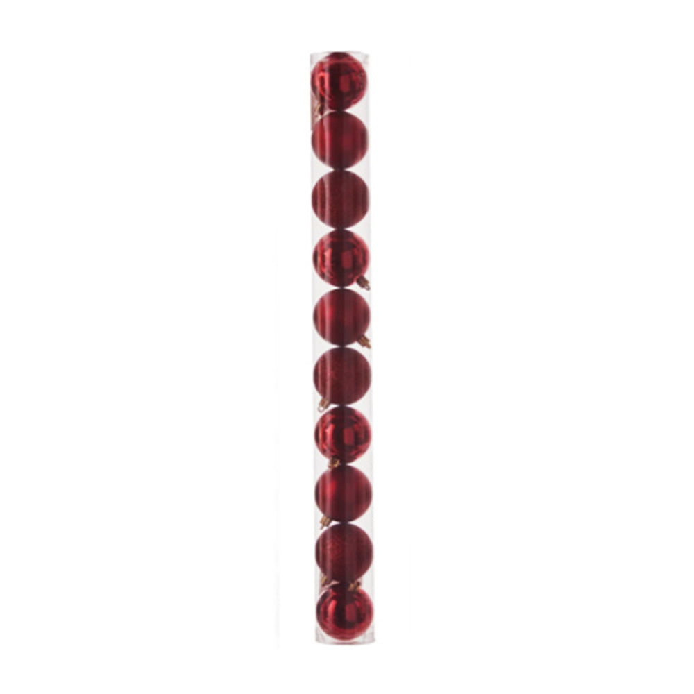Unbreakable Dark Red Bauble Set (10 Pieces)